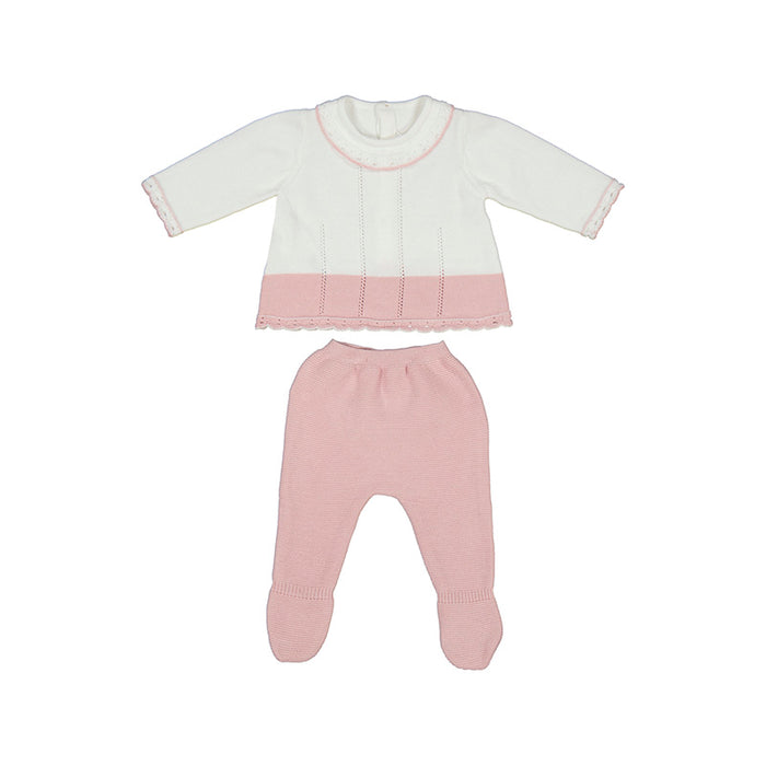 Baby Girls Pink and White Knit Set