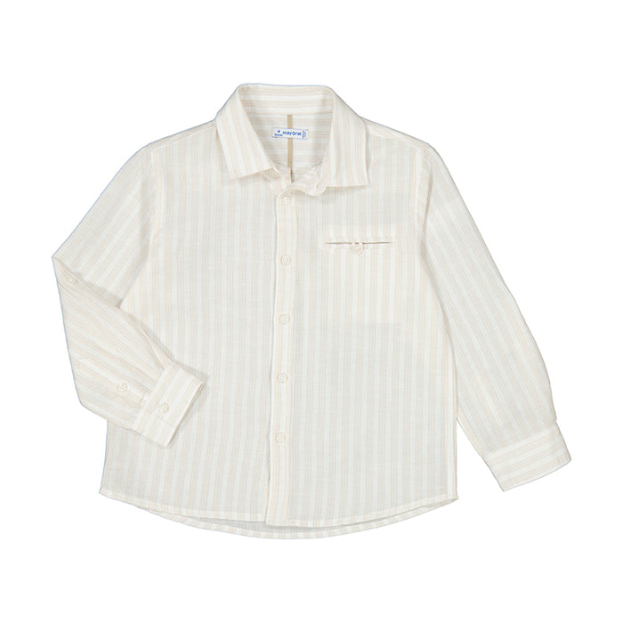 Mayoral Linen Stripe Button Down