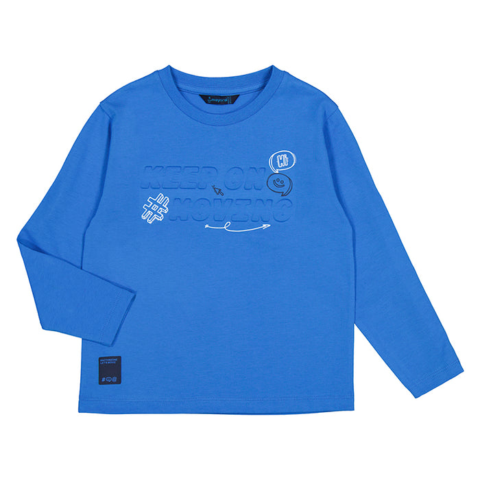 Mayoral Cerulean Blue Long Sleeve Embossed Shirt