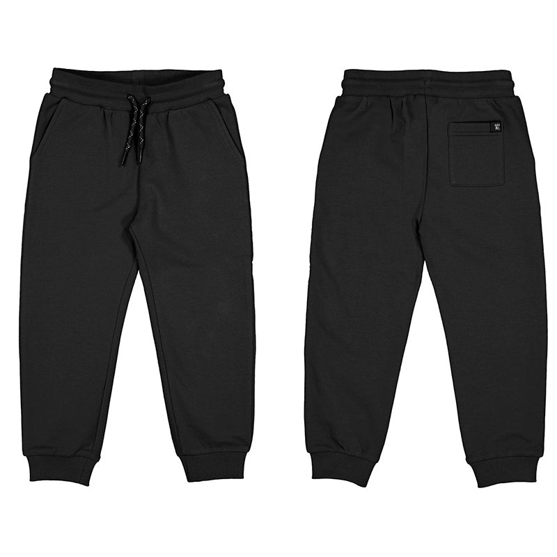 Boys Basic Cuffed Fleece Joggers w Reinforced Knees Black