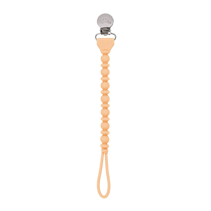 Itzy Ritzy Sweetie Strap Silicone One-Piece Pacifier Clip- Apricot Beaded