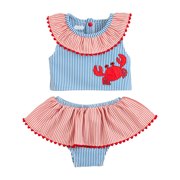 Cutie Crab Seersucker 2-piece Swimsuit UPF 50+